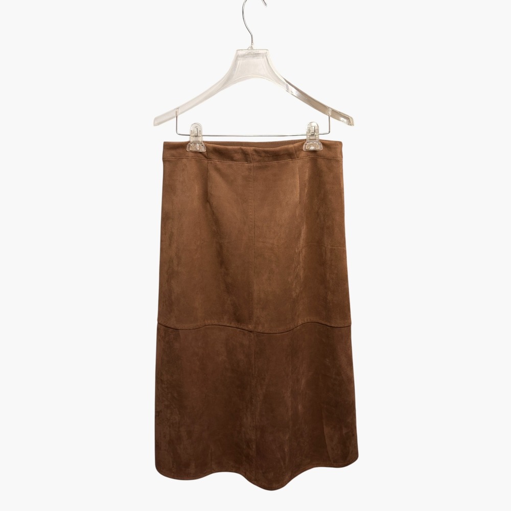 Max Studio London Brown Faux Suede A-Line Skirt Women's Medium Old Money Preppy